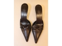 Gucci Black Leather High Heel Slides Mules Size 9 1/2 B