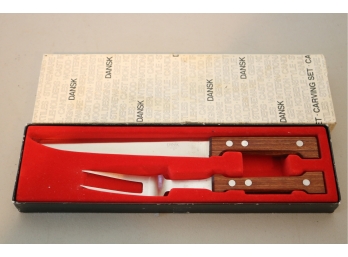 VINTAGE Dansk Carving Knife And Fork Set W/ Box