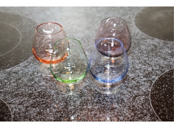 4 Colored Cordial Brandy Snifters