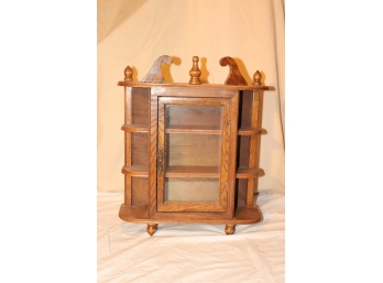 Vintage Wood And Glass Wall Hanging Or Standing Curio Display Cabinet