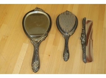 Vanity Brush Mirror Comb 3pc. Set