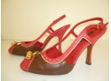 Louis Vuitton Cherry Cerises Red And Brown Slingback Pumps Heels W/ Box