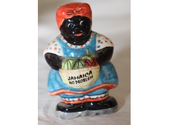 Vintage Aunt Jemima Ceramic Salt And Pepper Shaker Hand Painted Jamaica Black Americana