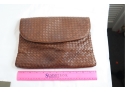 Vintage Brown Leather Weave Handbag Purse Shoulder Bag Or Clutch