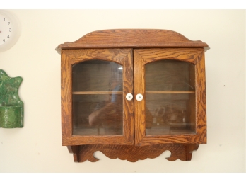 Antique Tiger Oak Wall Cabinet