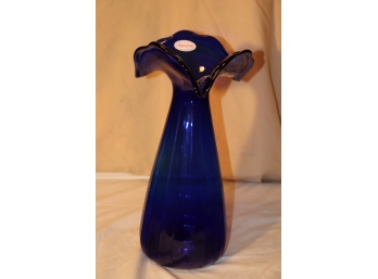 Cobalt Blue Glass Flower Vase Made In Italy