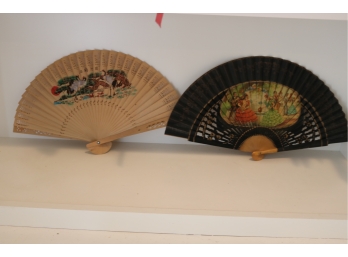 2 Vintage Folding Fans