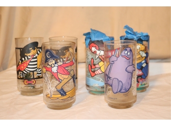 Set Of 5 McDonald's Glass Drinking Glasses Ronald, Hambruglar,