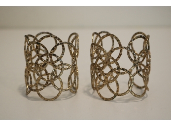 Pair Of Gold Link Cuff Bracelets