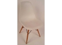 Eames Style Molded Side Chair. Mid-Century White Chair. Natural Wood Legs. Excellent  Condition.