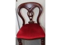 Vintage Carved Wood Framed  Upholstered Red