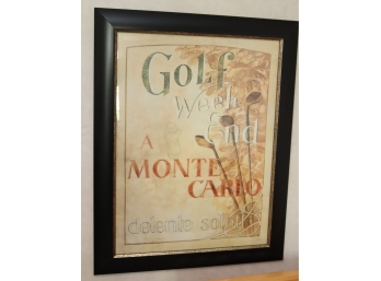 Vintage Framed Poster  Golf Weekend A Monte Carlo Delente Soleil