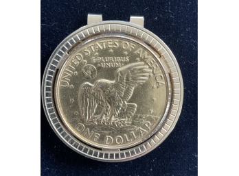 1974 Eisenhower US Dollar Coin Money Clip Gold Plated