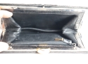Vintage SISO Made In Italy Black Leather Snake Skin Alligator Clutch Handbag Purse
