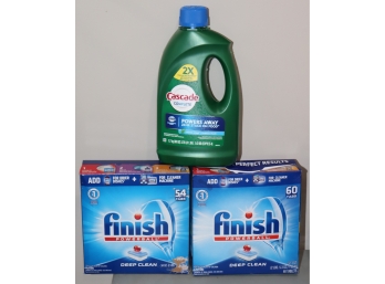 2 Boxes Finish Powerball And 1 Cascade Dishwashing Detergent