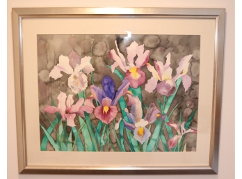 Framed Watercolor Floral Painting Signed Kimberly
