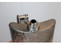 Large Vintage AHS Hand Hammered Chrome German Tin Lined Hip Flask Germany FULL MEASURE