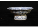 Vintage Blue And White Pedestal Bowl