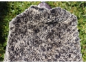Grey Knitted Mink Cape With Scalloped Hem