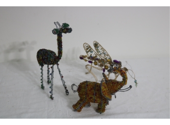 Beaded Bug Elephant And Giraffe Animal Figurines
