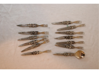 Vintage Set Of 12 Small Forks And 1 Spoon