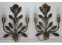 Vintage/ Antique 2 Light Floral Candelabra Wall Sconces