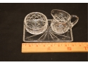 Vintage Glass Sugar Bowl & Creamer With Tray