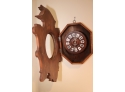 Antique Key Wind Pendulum Wood Face Wall Clock
