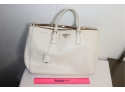 White Leather Prada Saffiano Lux Handbag