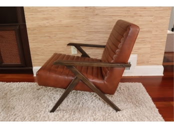 Brown Leather Chair  Mid Century Style