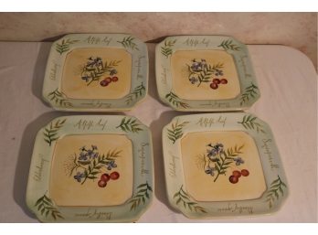 Set Of 4 Capriware Hand Painted Plates