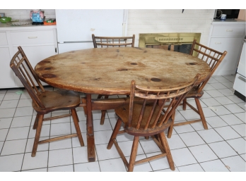 Antique Handmade Kitchen Table & 4 Chairs
