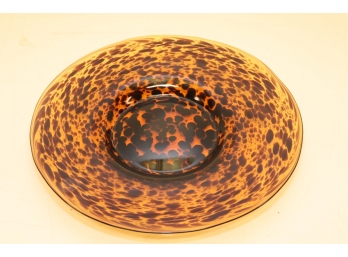 Glass Leopard Print Centerpiece Art Glass Bowl