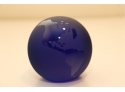 Cobalt Blue Art Glass Globe Paperweight