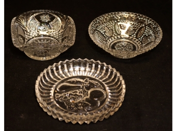 3 Vintage Pressed Glass Bowls