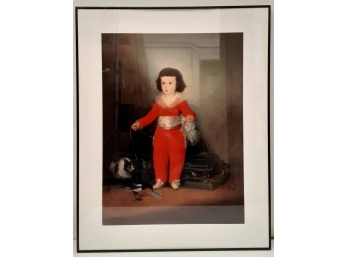Lot: Pair Of Framed Artworks Depicting Children With Their Pets. Boy With Pony And Girl With Cats And Birds. E