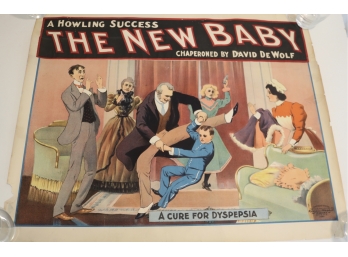 Antique Theater Poster The New Baby : A Howling Success Chaperoned By David De Wolf.