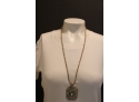 Gold Bead Necklace With Rhinestone Charm  PA Co
