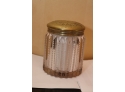 Old Vintage Brass Top Glass Jar