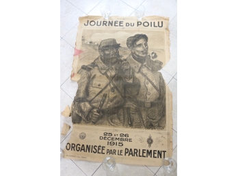 Original WWI French Military Propaganda Poster Art JOURNEE DU POILU 1915