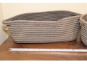 Pair Of Grey Woven Storage Boxes