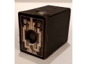 Classic Kodak Brownie 620 Box Camera With Great Art Deco Design. Uses 620 Size Film. Fair Condition.