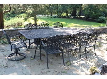 Cast Aluminum Rectangular  Patio Table With 8 Chairs