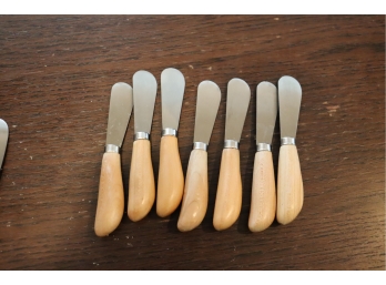 Set Of 6 Butter Cheese Knives Wood Handles