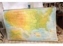 Modern Educational Systems Inc Physical Political Pull-Down Classroom Map 1995 United States