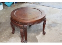 Asian Wood Round Table With Stool