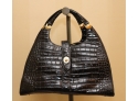 MUSKA Black Leather Hand Bag Made In Italy