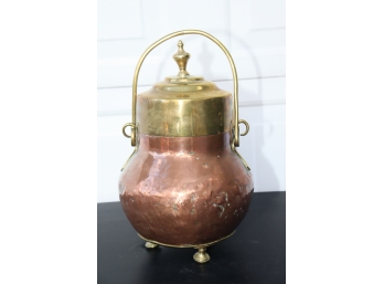 Vintage/antique Copper And Brass Covered Pot.