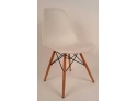 Eames Style Molded Side Chair. Mid-Century White Chair. Natural Wood Legs. Excellent  Condition.