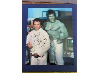 Signed 8 X 10 Glossy Photo Of Lou Ferrigno And Bill Bixby From The Incredible Hulk